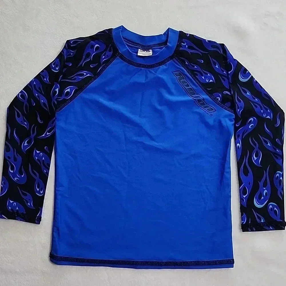 Kids Ron Jon Surf Shop Long Sleeve Rash Guard, Blue/Black, Size 4, Pre-Owned